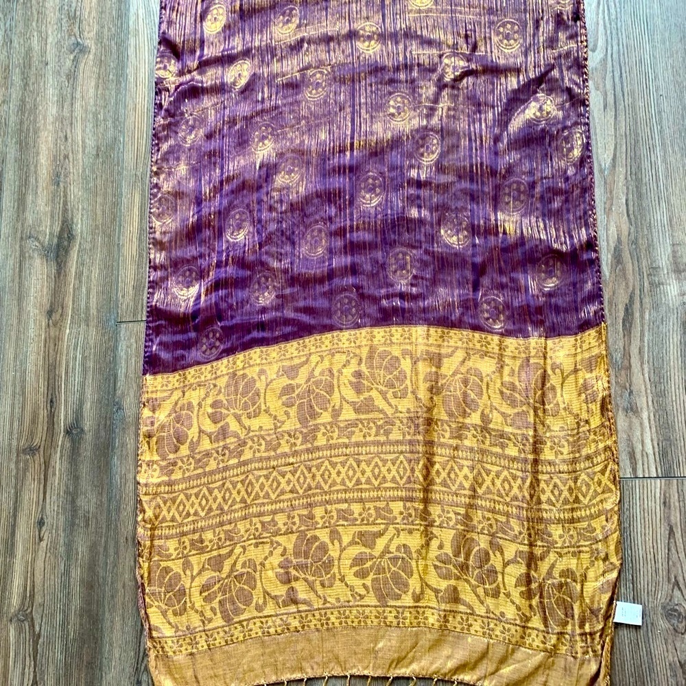 Elegant Purple and Gold Women's Scarf - Picture 3 of 5
